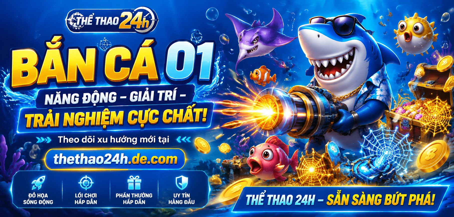 Sảnh bắn cá với giao diện nhiều boss và cá thưởng