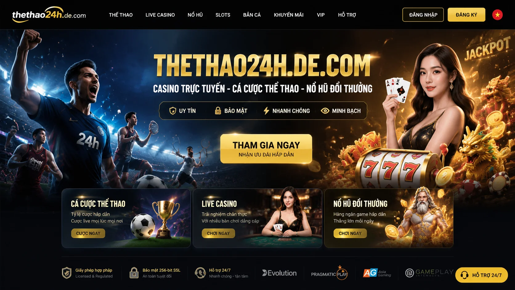 Khu nổ hũ đổi thưởng trên thethao24h.de.com
